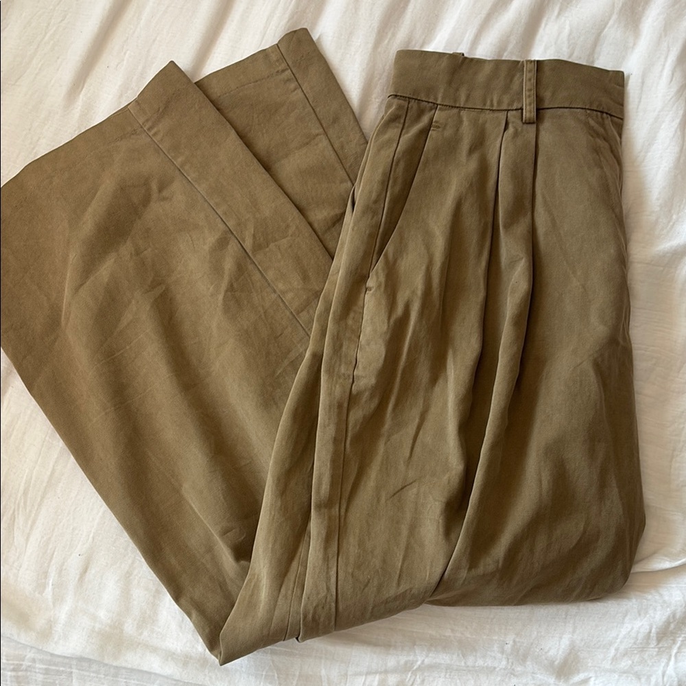 STAUD Tan Straight Leg Pants Timeless Style